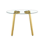 Table à manger ronde de luxe moderne Okak avec plateau en verre et pieds en métal pour salle à manger