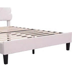 Lit plateforme Acekool Queen Size en velours avec tête de lit florale, cadre rembourré, support à lattes en bois, pas besoin de sommier, rose