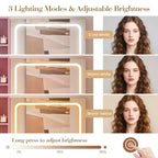 Coiffeuse GustoWave avec miroir et lumières, table de maquillage avec prises de courant, tiroirs et meuble de rangement, tabouret de rangement, coiffeuse pour chambre à coucher