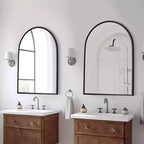 2 Pieces 31 In.H X 24 In.W Black Aluminum Alloy Thin Edge Right Angle Arched Hanging Mirror Frame Wall Mirror