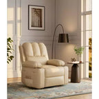 Fauteuil inclinable en cuir de 27 pouces surdimensionné, fauteuil inclinable manuel surrembourré, avec porte-gobelet et poches latérales, pour salons, poids maximum 181 kg