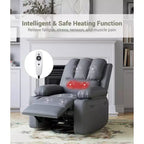 Fauteuil inclinable en cuir de 27 pouces surdimensionné, fauteuil inclinable manuel surrembourré, avec porte-gobelet et poches latérales, pour salons, poids maximum 181 kg