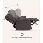 Fauteuil inclinable en cuir de 27 pouces surdimensionné, fauteuil inclinable manuel surrembourré, avec porte-gobelet et poches latérales, pour salons, poids maximum 181 kg