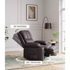 Fauteuil inclinable en cuir de 27 pouces surdimensionné, fauteuil inclinable manuel surrembourré, avec porte-gobelet et poches latérales, pour salons, poids maximum 181 kg