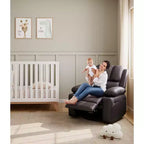 Fauteuil inclinable en cuir de 27 pouces surdimensionné, fauteuil inclinable manuel surrembourré, avec porte-gobelet et poches latérales, pour salons, poids maximum 181 kg