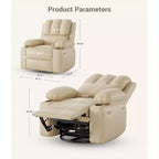Fauteuil inclinable en cuir de 27 pouces surdimensionné, fauteuil inclinable manuel surrembourré, avec porte-gobelet et poches latérales, pour salons, poids maximum 181 kg