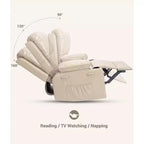 Fauteuil inclinable en cuir de 27 pouces surdimensionné, fauteuil inclinable manuel surrembourré, avec porte-gobelet et poches latérales, pour salons, poids maximum 181 kg
