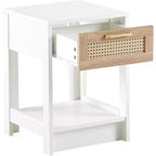 Table de chevet en rotin Acekool avec plateau relevable et rangement ouvert, table d'appoint moderne du milieu du siècle avec poignée rétro pour chambre et salon