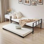Cadre de lit de repos VEVOR taille double, lit de repos avec lit gigogne, cadre de lit plateforme en métal robuste, lit de repos double avec support à lattes métalliques, noir