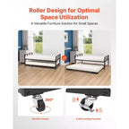 Cadre de lit de repos VEVOR taille double, lit de repos avec lit gigogne, cadre de lit plateforme en métal robuste, lit de repos double avec support à lattes métalliques, noir
