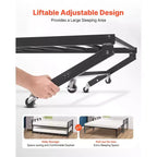 Cadre de lit de repos VEVOR taille double, lit de repos avec lit gigogne, cadre de lit plateforme en métal robuste, lit de repos double avec support à lattes métalliques, noir