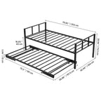 Cadre de lit de repos VEVOR taille double, lit de repos avec lit gigogne, cadre de lit plateforme en métal robuste, lit de repos double avec support à lattes métalliques, noir