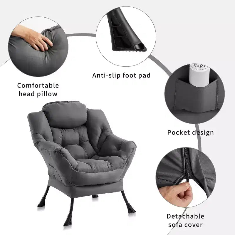 Fauteuil de salon moderne Acekool - Fauteuil peu encombrant pour petits espaces