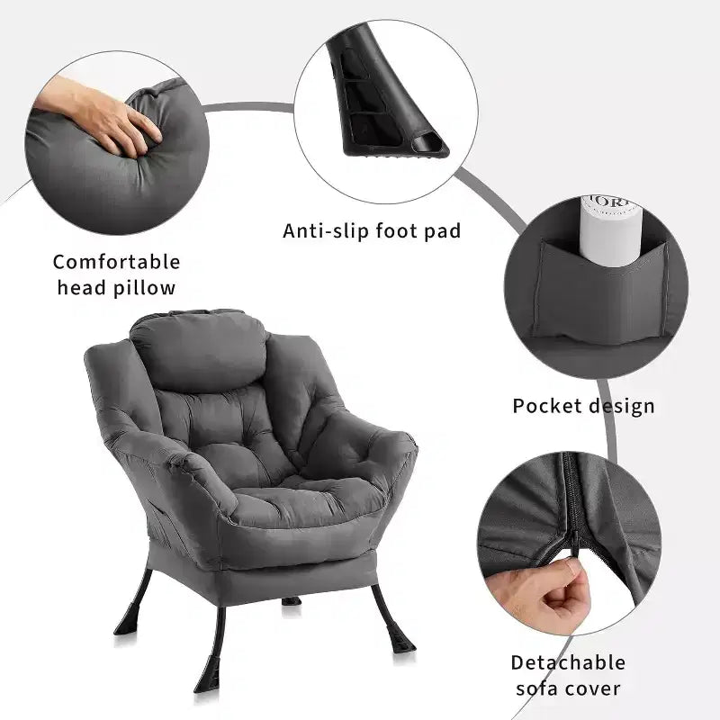 Fauteuil de salon moderne Acekool - Fauteuil peu encombrant pour petits espaces