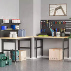 Acekool 48 Adjustable Workbench with Pegboard - 2000lb Capacity, 28-40 Height Garage Table for Workshop & Home DIY