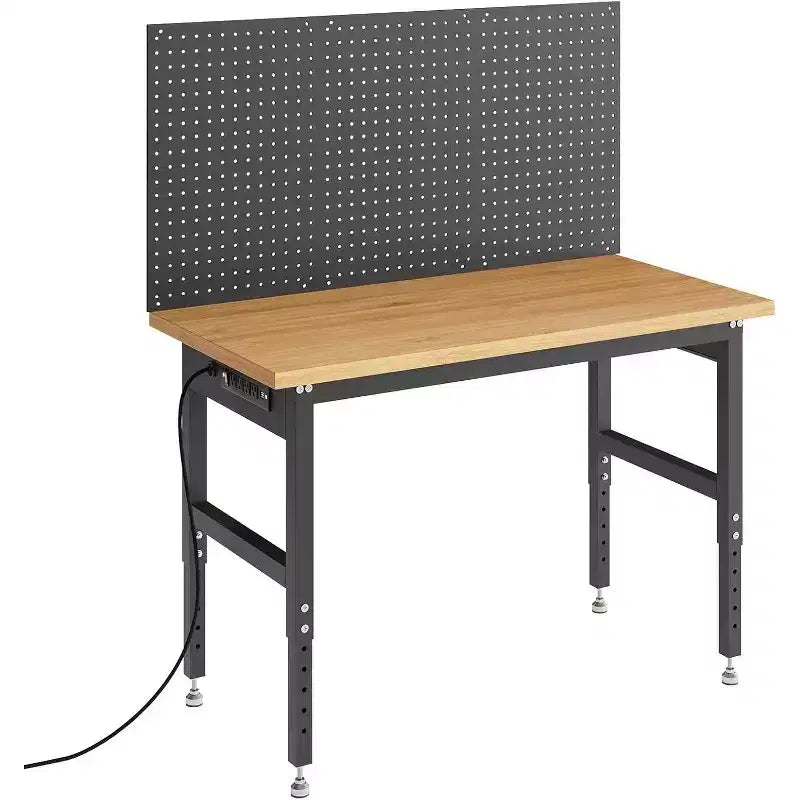 Acekool Établi réglable 48 pouces avec panneau perforé - Capacité de 907 kg, table de garage réglable en hauteur de 71 à 102 cm pour atelier et bricolage à domicile