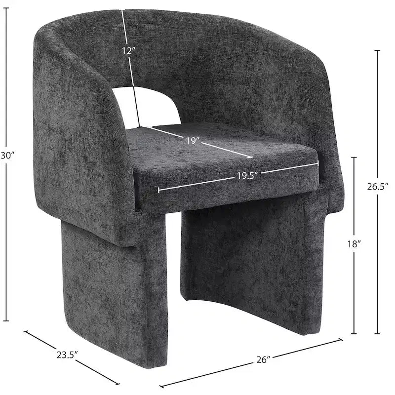 Meridian Furniture, Chaise de salle à manger/Chaise d'appoint en tissu chenille Emmet