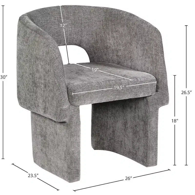 Meridian Furniture, Chaise de salle à manger/Chaise d'appoint en tissu chenille Emmet