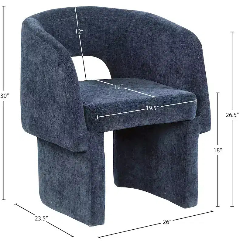 Meridian Furniture, Chaise de salle à manger/Chaise d'appoint en tissu chenille Emmet