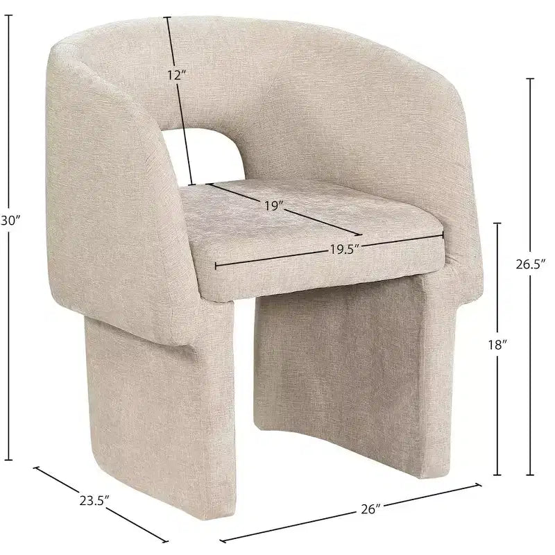 Meridian Furniture, Chaise de salle à manger/Chaise d'appoint en tissu chenille Emmet