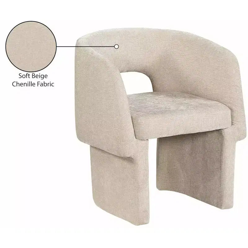 Meridian Furniture, Chaise de salle à manger/Chaise d'appoint en tissu chenille Emmet