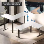 Mount-It! Bureau d'angle électrique réglable en hauteur XL, cadre noir et plateau blanc