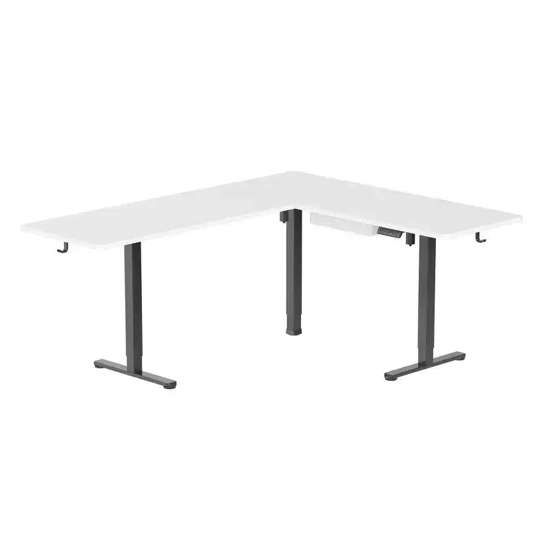 Mount-It! Bureau d'angle électrique réglable en hauteur XL, cadre noir et plateau blanc