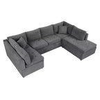 CLIHOME 117.3 Canapé d'angle surdimensionné en U avec canapé-lit escamotable et deux coussins pour le salon