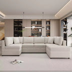 CLIHOME 117.3 Canapé d'angle surdimensionné en U avec canapé-lit escamotable et deux coussins pour le salon