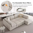 CLIHOME 117.3 Canapé d'angle surdimensionné en U avec canapé-lit escamotable et deux coussins pour le salon