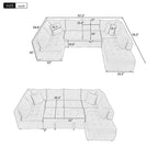 CLIHOME 117.3 Canapé d'angle surdimensionné en U avec canapé-lit escamotable et deux coussins pour le salon