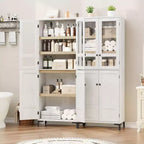 Meuble de rangement haut de 71 po avec portes, étagère réglable, organisateur polyvalent pour garde-manger de cuisine et armoire de salle de bain