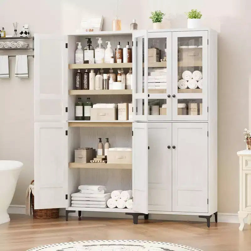 Meuble de rangement haut de 71 po avec portes, étagère réglable, organisateur polyvalent pour garde-manger de cuisine et armoire de salle de bain