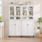 Meuble de rangement haut de 71 po avec portes, étagère réglable, organisateur polyvalent pour garde-manger de cuisine et armoire de salle de bain