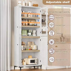Meuble de rangement haut de 71 po avec portes, étagère réglable, organisateur polyvalent pour garde-manger de cuisine et armoire de salle de bain