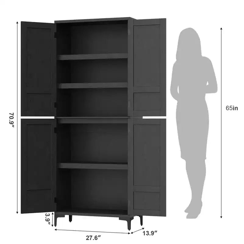 Meuble de rangement haut de 71 po avec portes, étagère réglable, organisateur polyvalent pour garde-manger de cuisine et armoire de salle de bain