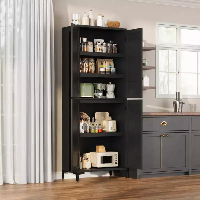 Meuble de rangement haut de 71 po avec portes, étagère réglable, organisateur polyvalent pour garde-manger de cuisine et armoire de salle de bain
