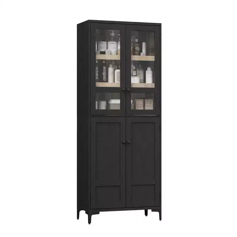 Meuble de rangement haut de 71 po avec portes, étagère réglable, organisateur polyvalent pour garde-manger de cuisine et armoire de salle de bain