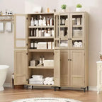 Meuble de rangement haut de 71 po avec portes, étagère réglable, organisateur polyvalent pour garde-manger de cuisine et armoire de salle de bain