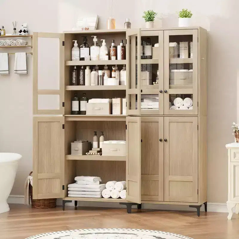 Meuble de rangement haut de 71 po avec portes, étagère réglable, organisateur polyvalent pour garde-manger de cuisine et armoire de salle de bain
