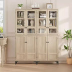 Meuble de rangement haut de 71 po avec portes, étagère réglable, organisateur polyvalent pour garde-manger de cuisine et armoire de salle de bain
