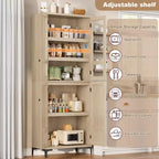Meuble de rangement haut de 71 po avec portes, étagère réglable, organisateur polyvalent pour garde-manger de cuisine et armoire de salle de bain