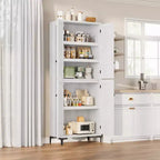 Meuble de rangement haut de 71 po avec portes, étagère réglable, organisateur polyvalent pour garde-manger de cuisine et armoire de salle de bain