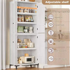Meuble de rangement haut de 71 po avec portes, étagère réglable, organisateur polyvalent pour garde-manger de cuisine et armoire de salle de bain