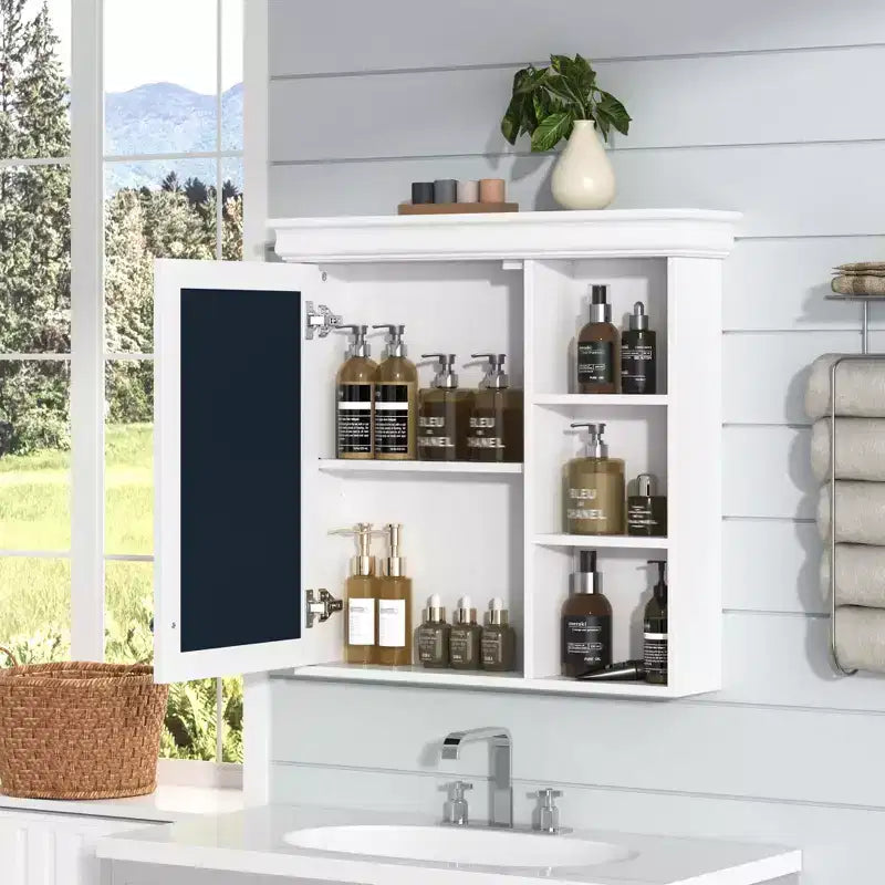 Okak Armoire de salle de bain murale moderne avec miroir et étagères de rangement, armoire à pharmacie avec miroir pour salle de bain