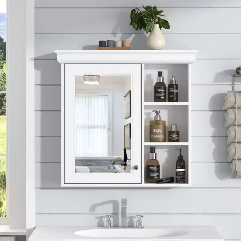 Okak Armoire de salle de bain murale moderne avec miroir et étagères de rangement, armoire à pharmacie avec miroir pour salle de bain