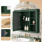 Okak Meuble de salle de bain mural moderne avec miroir et 6 étagères ouvertes, armoire à pharmacie avec miroir pour salle de bain