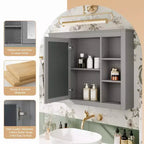 Okak Meuble de salle de bain mural moderne avec miroir et 6 étagères ouvertes, armoire à pharmacie avec miroir pour salle de bain