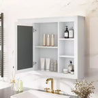 Okak Meuble de salle de bain mural moderne avec miroir et 6 étagères ouvertes, armoire à pharmacie avec miroir pour salle de bain