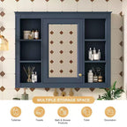 Okak Meuble de salle de bain mural moderne avec miroir et 6 étagères ouvertes, armoire à pharmacie avec miroir pour salle de bain